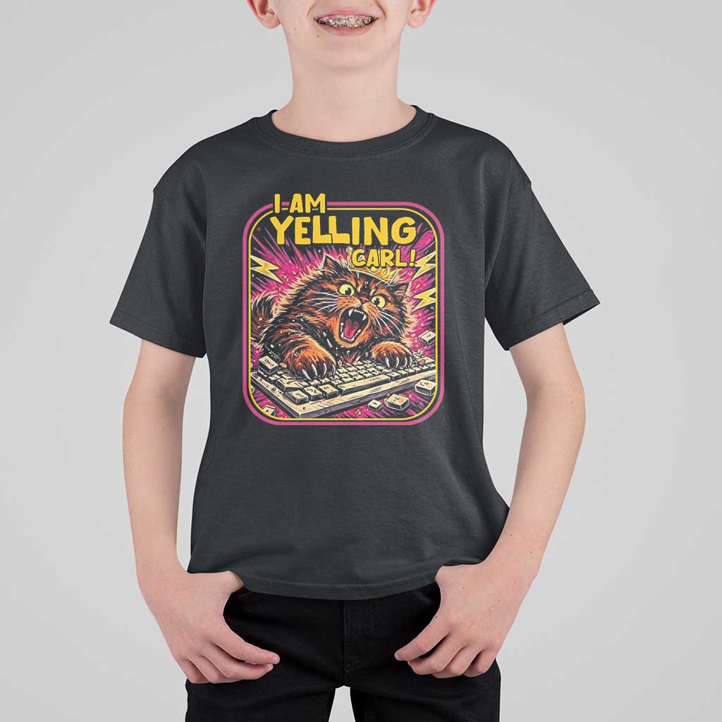 Funny I Am Yelling Carl T Shirt For Kid Screaming Donut Cat Meme