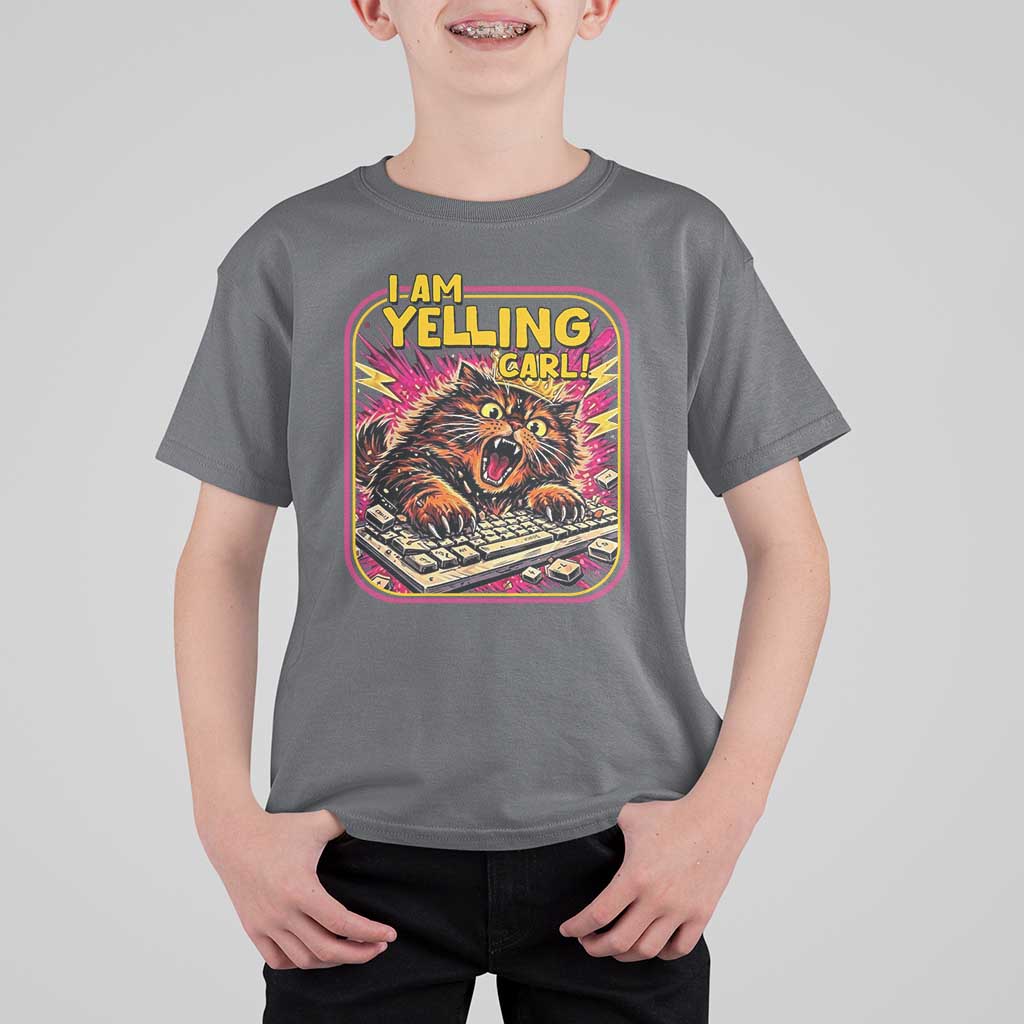 Funny I Am Yelling Carl T Shirt For Kid Screaming Donut Cat Meme