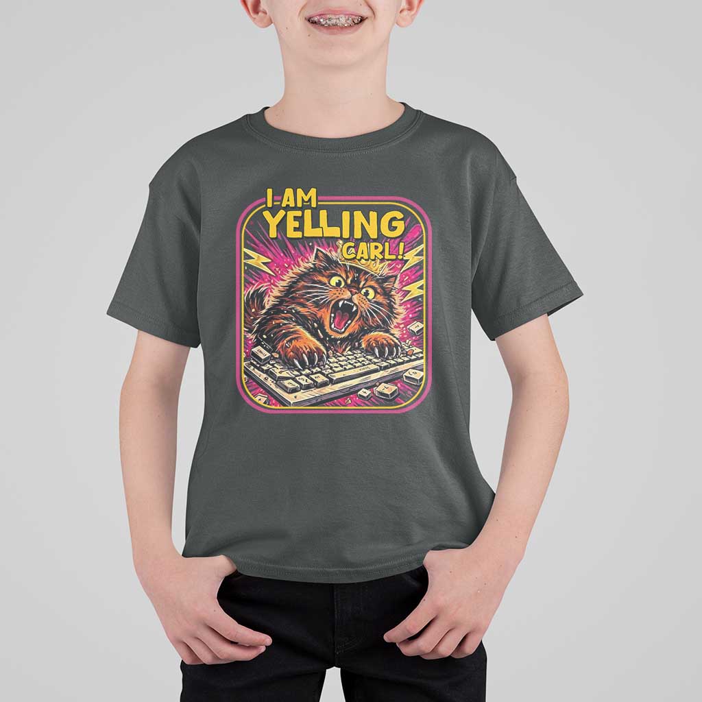 Funny I Am Yelling Carl T Shirt For Kid Screaming Donut Cat Meme