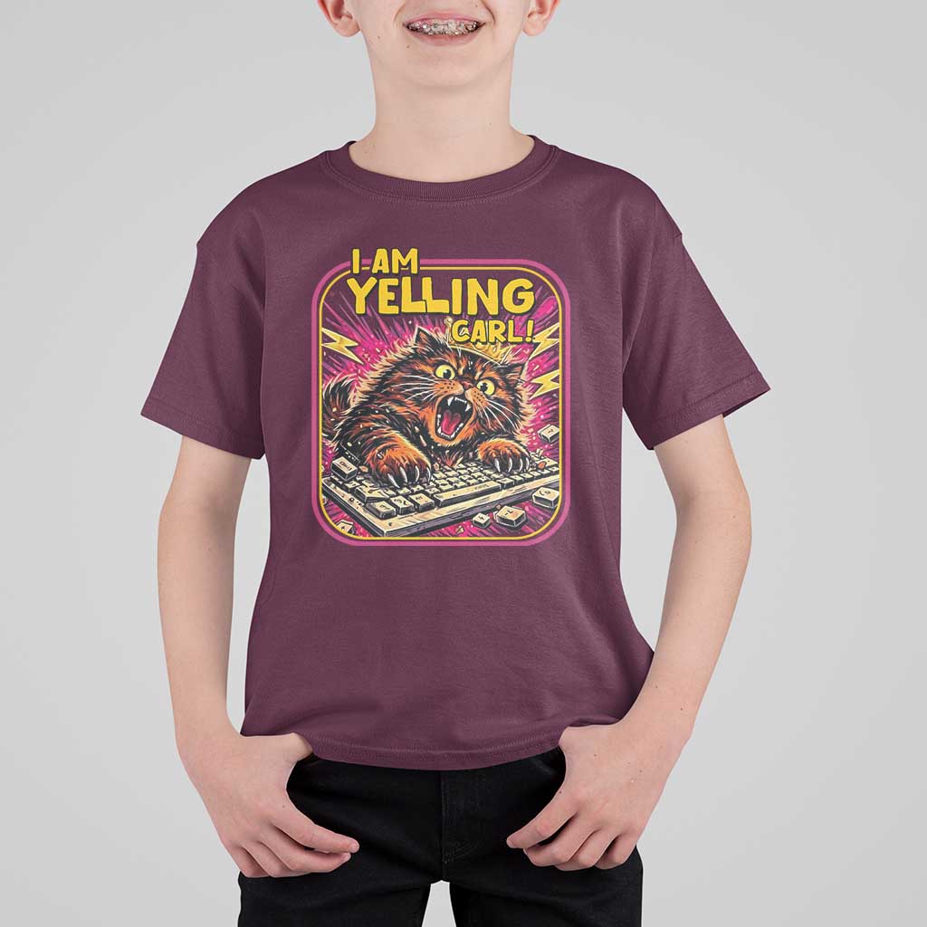 Funny I Am Yelling Carl T Shirt For Kid Screaming Donut Cat Meme