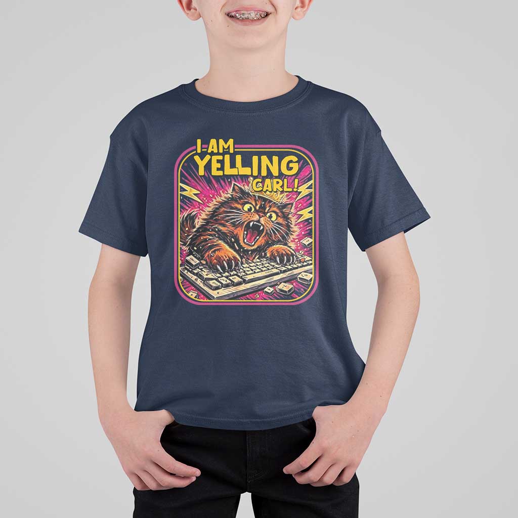 Funny I Am Yelling Carl T Shirt For Kid Screaming Donut Cat Meme