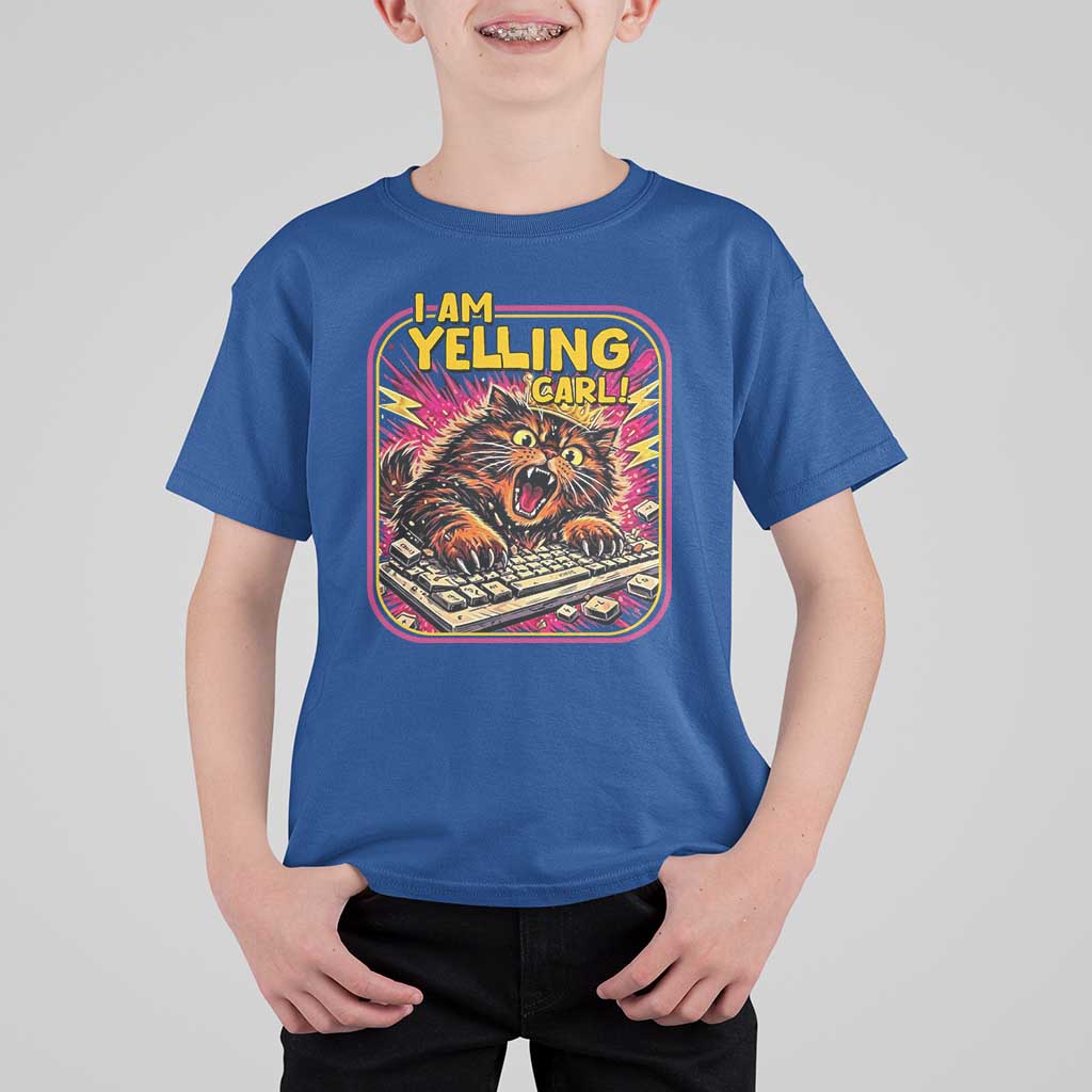Funny I Am Yelling Carl T Shirt For Kid Screaming Donut Cat Meme