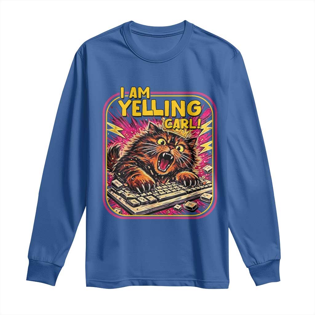 Funny I Am Yelling Carl Long Sleeve Shirt Screaming Donut Cat Meme