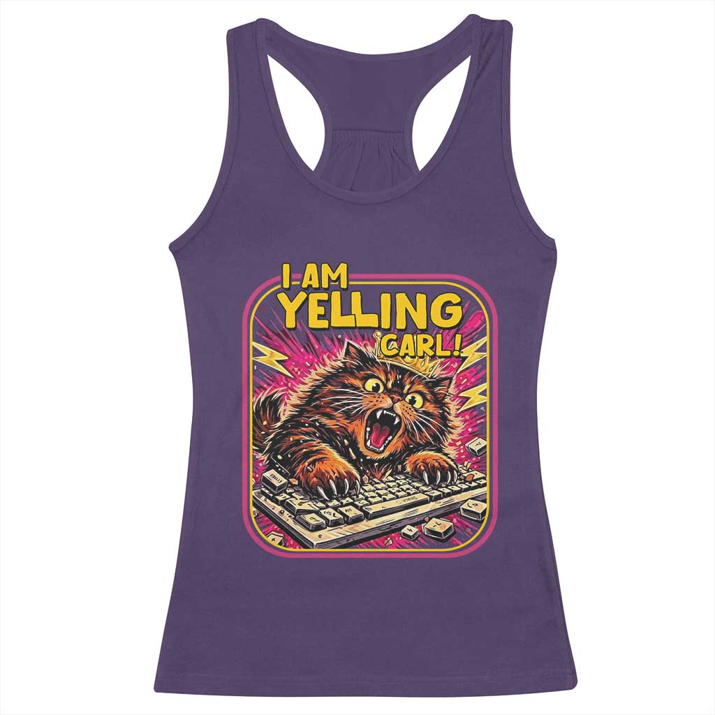 Funny I Am Yelling Carl Racerback Tank Top Screaming Donut Cat Meme