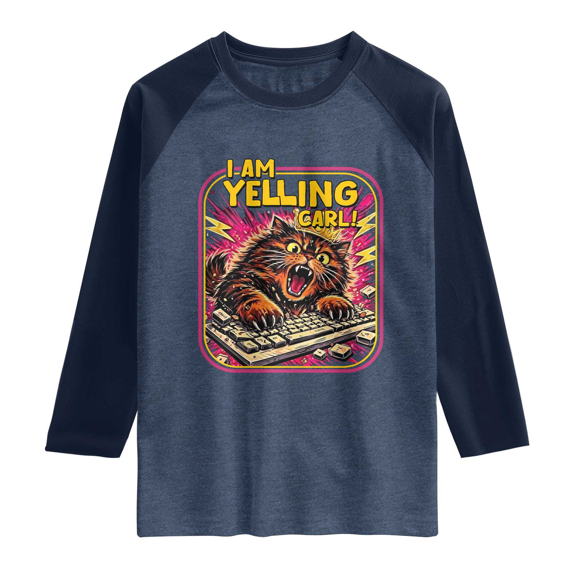 Funny I Am Yelling Carl Raglan Shirt Screaming Donut Cat Meme