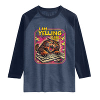Funny I Am Yelling Carl Raglan Shirt Screaming Donut Cat Meme