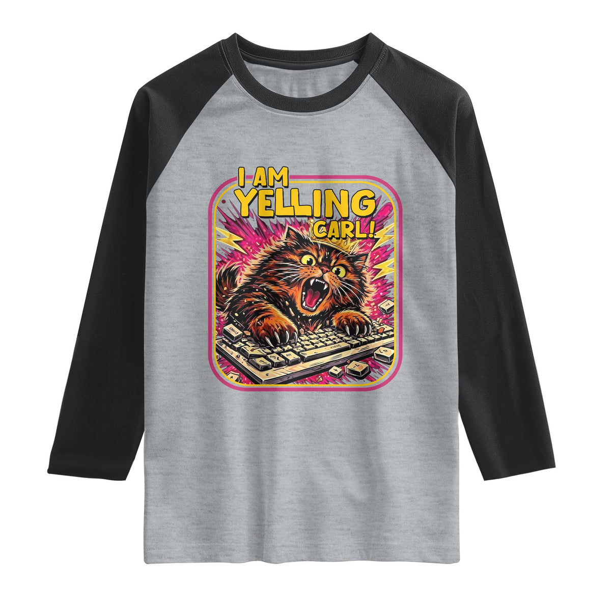 Funny I Am Yelling Carl Raglan Shirt Screaming Donut Cat Meme