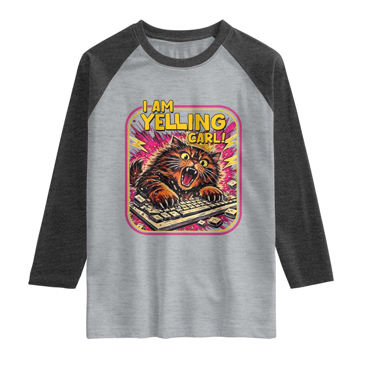 Funny I Am Yelling Carl Raglan Shirt Screaming Donut Cat Meme