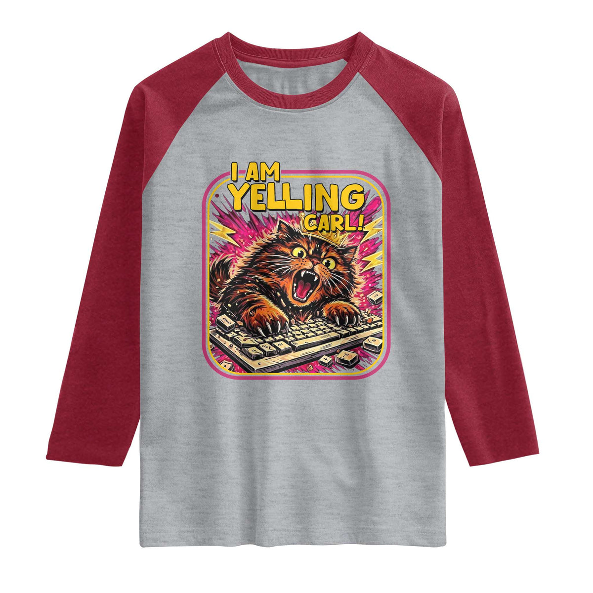 Funny I Am Yelling Carl Raglan Shirt Screaming Donut Cat Meme