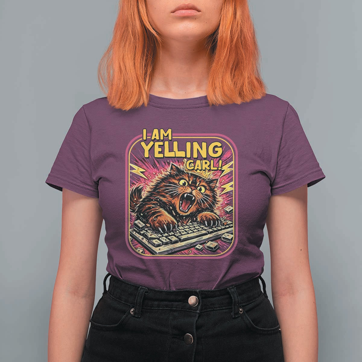 Funny I Am Yelling Carl T Shirt For Women Screaming Donut Cat Meme