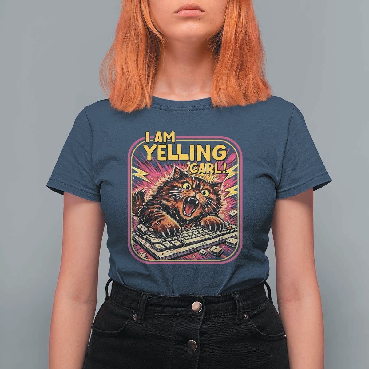 Funny I Am Yelling Carl T Shirt For Women Screaming Donut Cat Meme