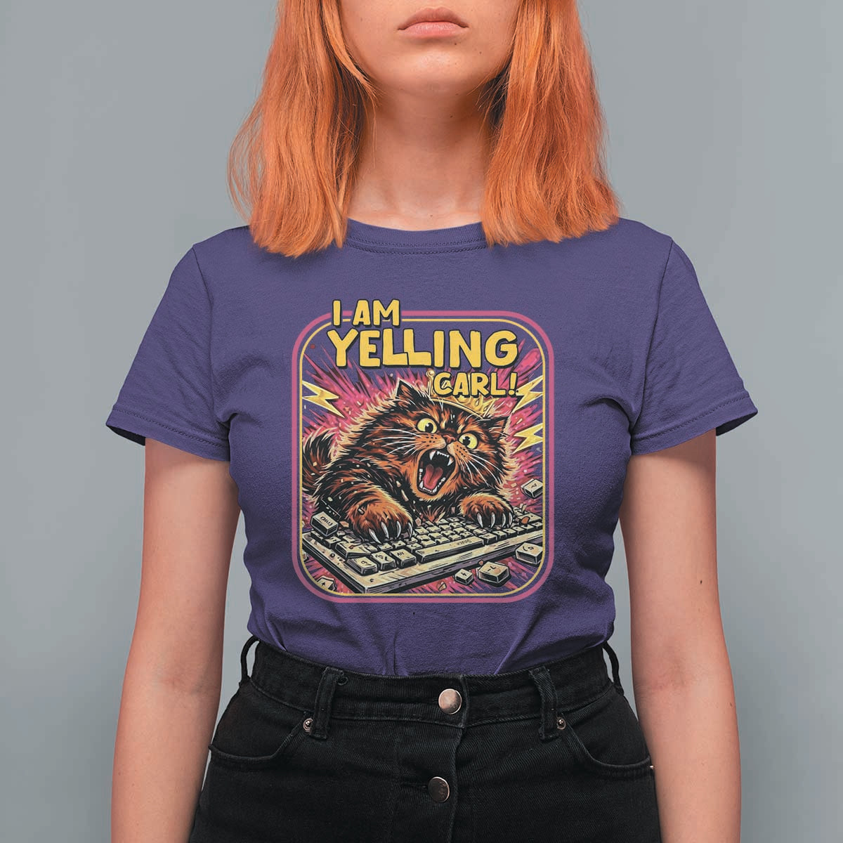 Funny I Am Yelling Carl T Shirt For Women Screaming Donut Cat Meme
