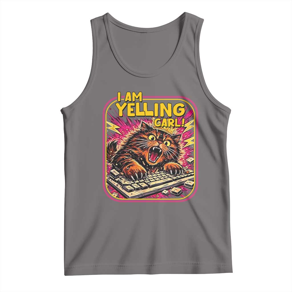 Funny I Am Yelling Carl Tank Top Screaming Donut Cat Meme