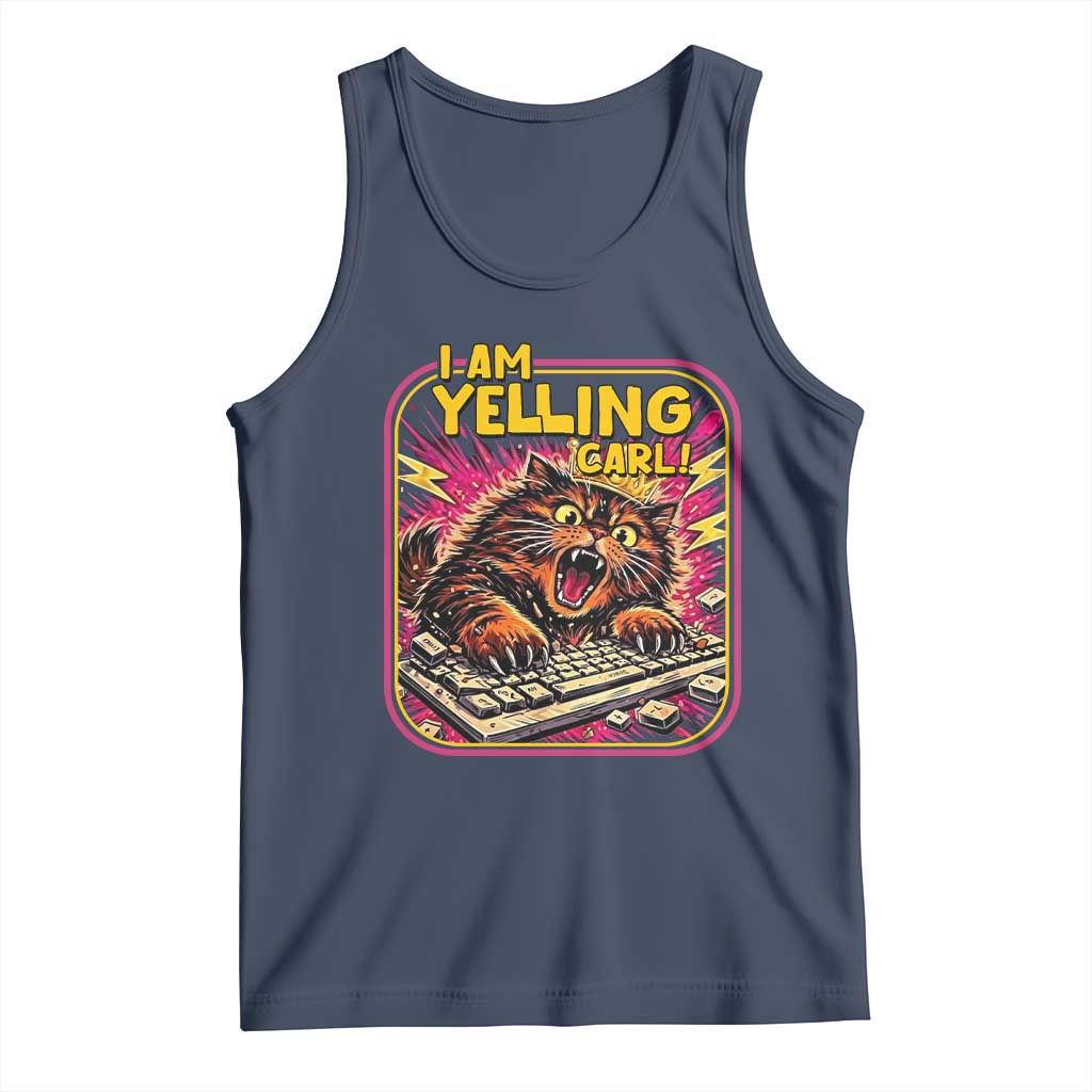 Funny I Am Yelling Carl Tank Top Screaming Donut Cat Meme