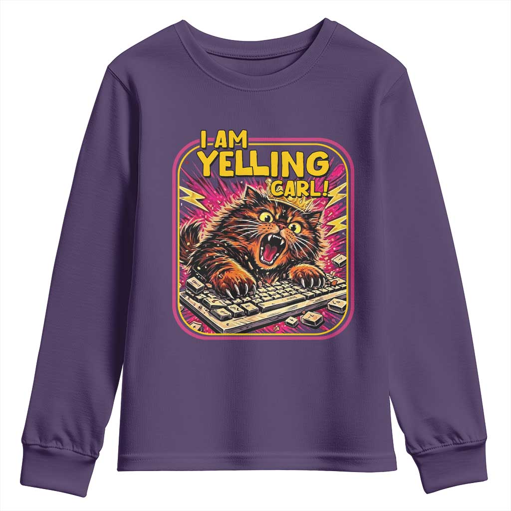 Funny I Am Yelling Carl Youth Sweatshirt Screaming Donut Cat Meme