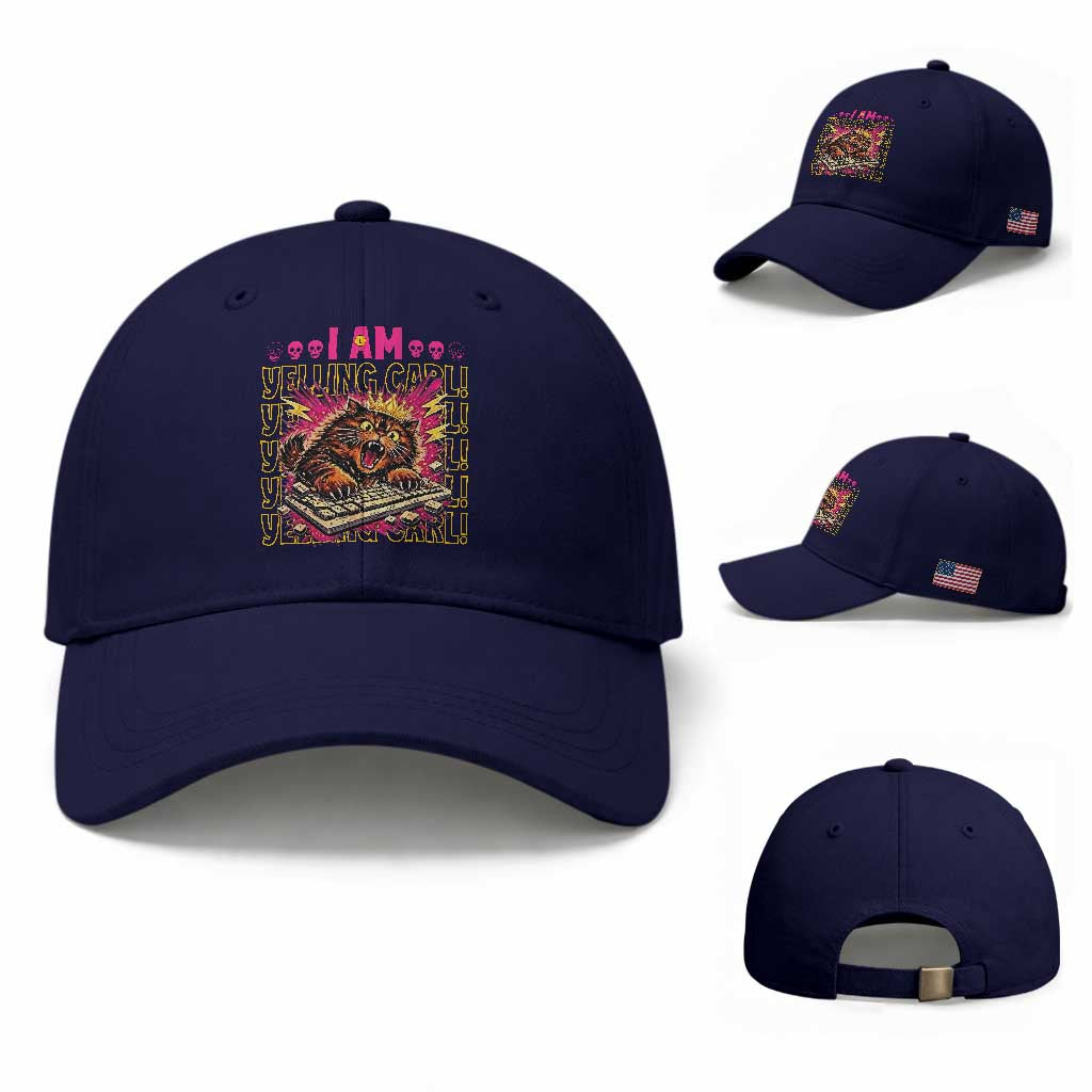 Funny I Am Yelling Carl Donut Cat Meme Baseball Cap