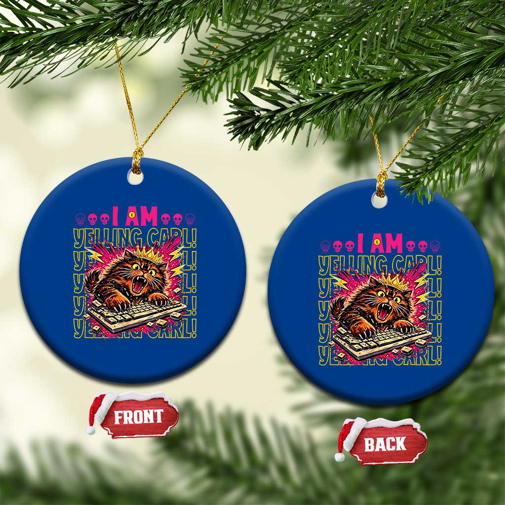 Funny I Am Yelling Carl Donut Cat Meme Ceramic Ornament