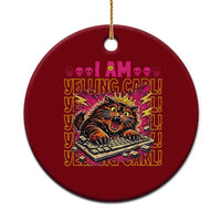 Funny I Am Yelling Carl Donut Cat Meme Ceramic Ornament