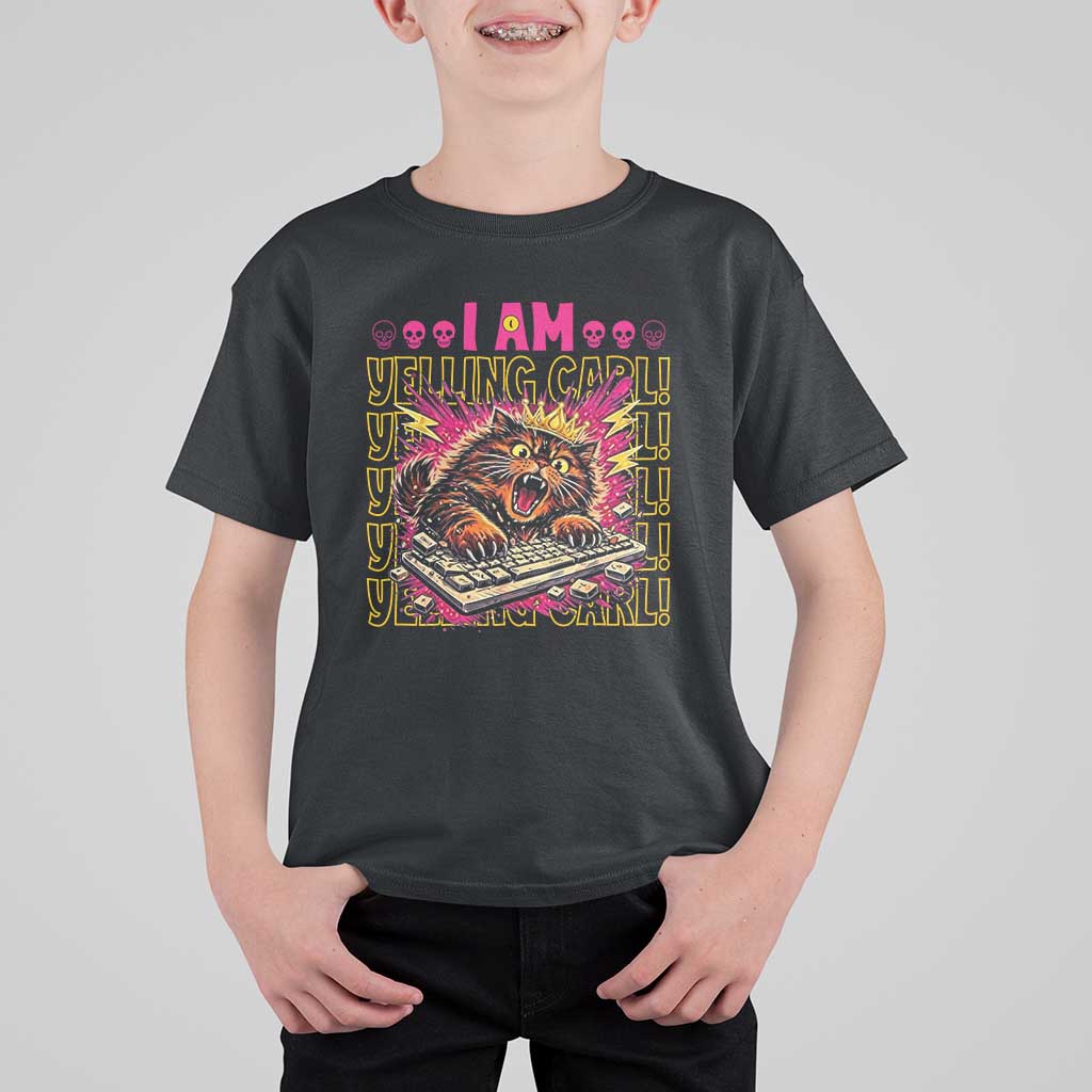 Funny I Am Yelling Carl Donut Cat Meme T Shirt For Kid