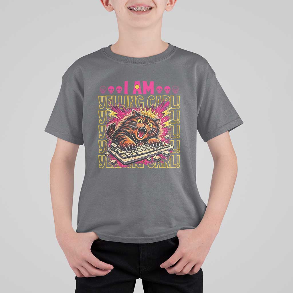Funny I Am Yelling Carl Donut Cat Meme T Shirt For Kid