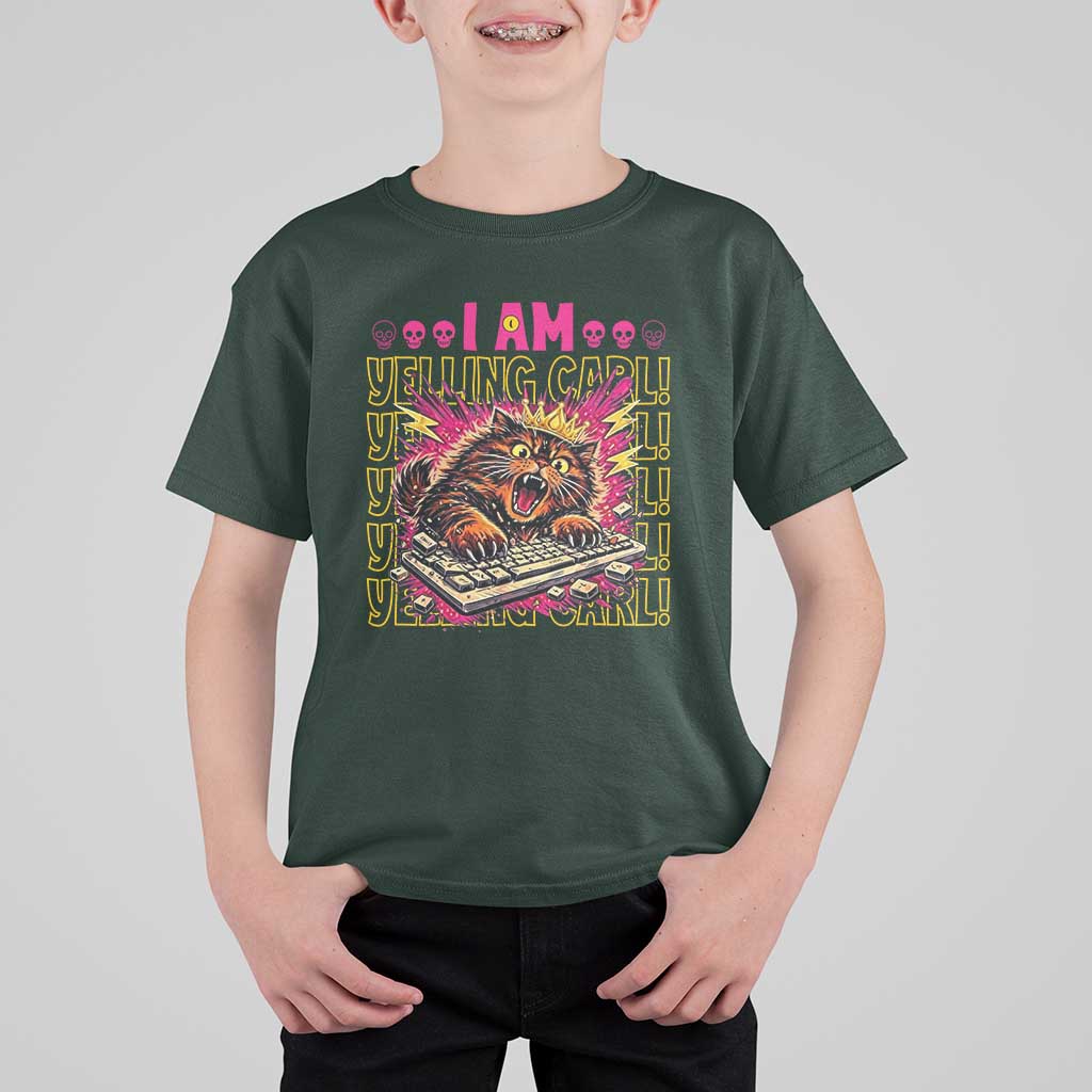 Funny I Am Yelling Carl Donut Cat Meme T Shirt For Kid