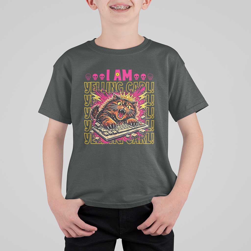 Funny I Am Yelling Carl Donut Cat Meme T Shirt For Kid
