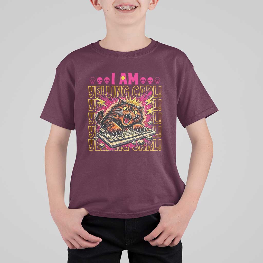 Funny I Am Yelling Carl Donut Cat Meme T Shirt For Kid