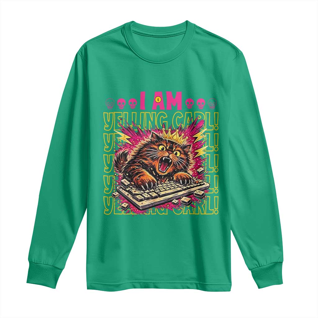 Funny I Am Yelling Carl Donut Cat Meme Long Sleeve Shirt