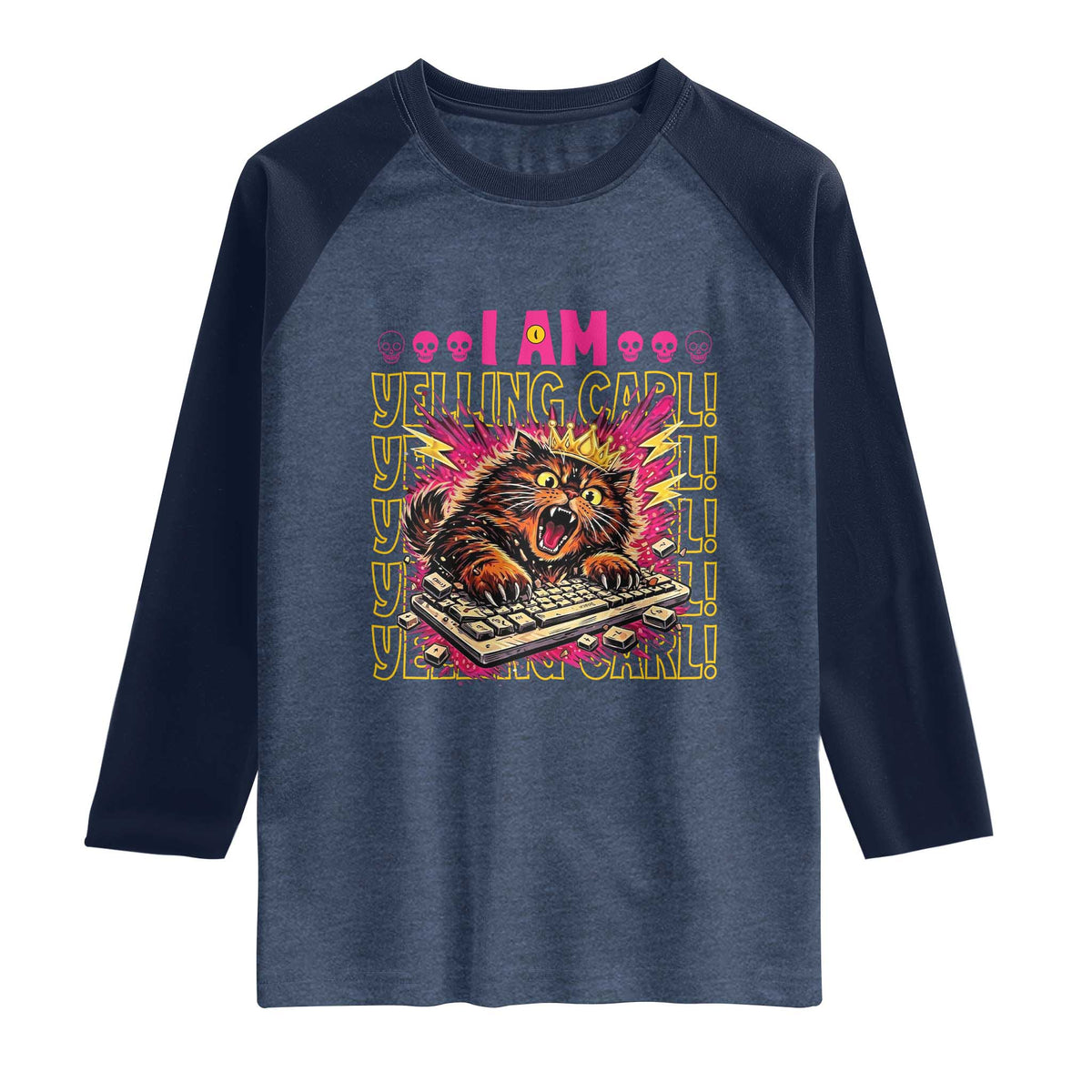 Funny I Am Yelling Carl Donut Cat Meme Raglan Shirt
