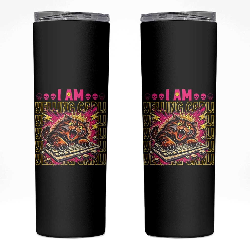 Funny I Am Yelling Carl Donut Cat Meme Skinny Tumbler
