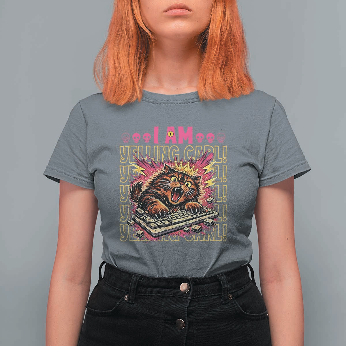 Funny I Am Yelling Carl Donut Cat Meme T Shirt For Women
