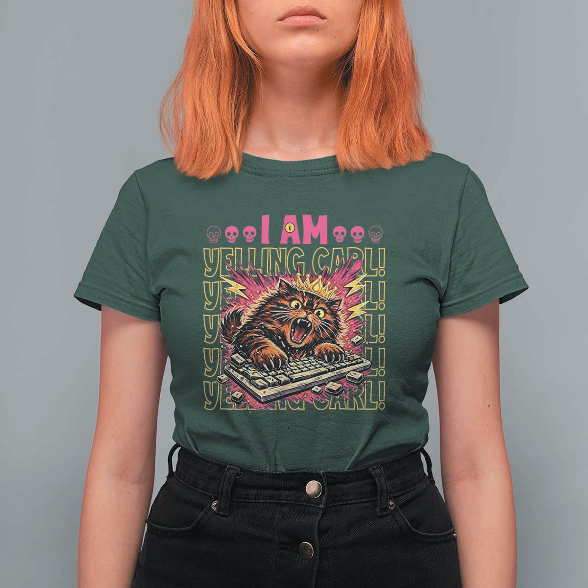 Funny I Am Yelling Carl Donut Cat Meme T Shirt For Women