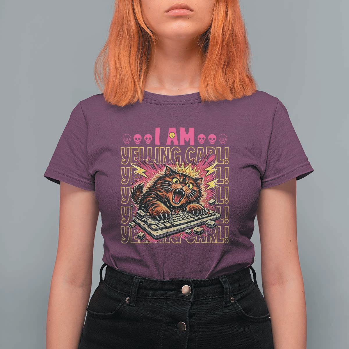 Funny I Am Yelling Carl Donut Cat Meme T Shirt For Women