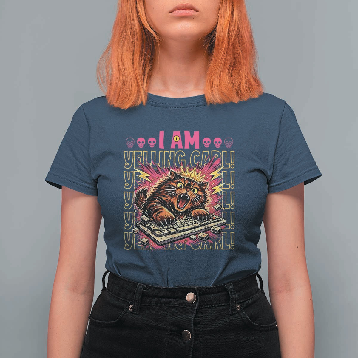 Funny I Am Yelling Carl Donut Cat Meme T Shirt For Women
