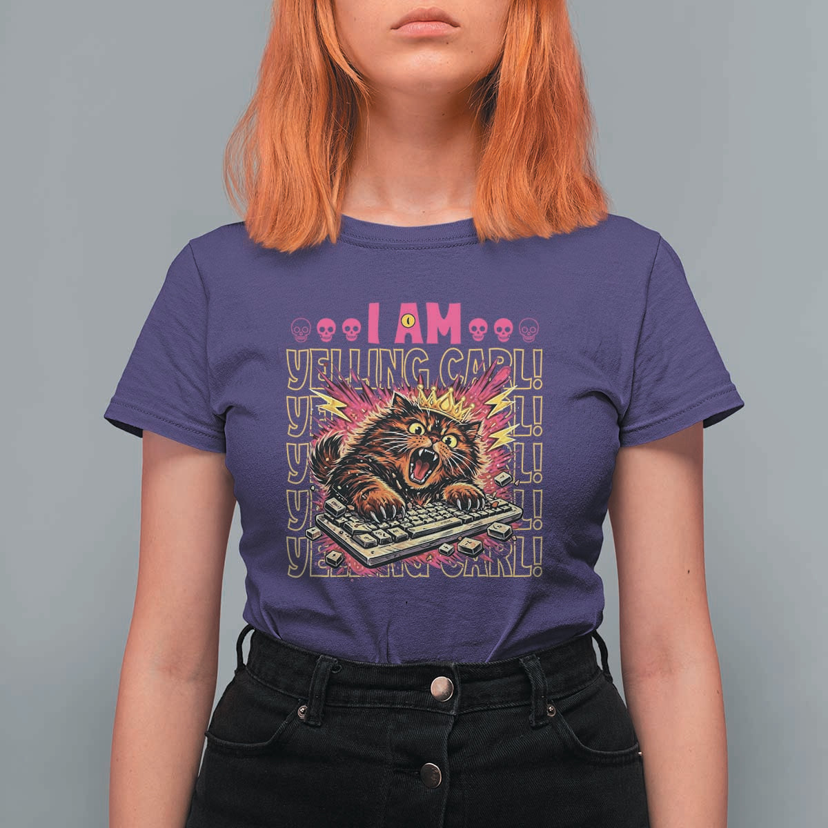 Funny I Am Yelling Carl Donut Cat Meme T Shirt For Women