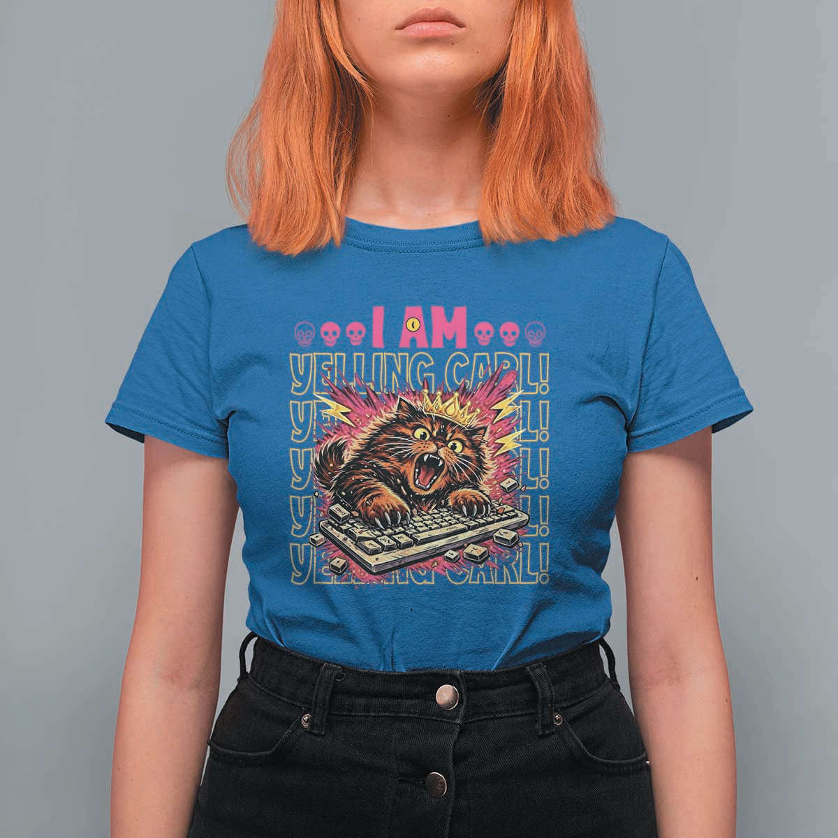 Funny I Am Yelling Carl Donut Cat Meme T Shirt For Women