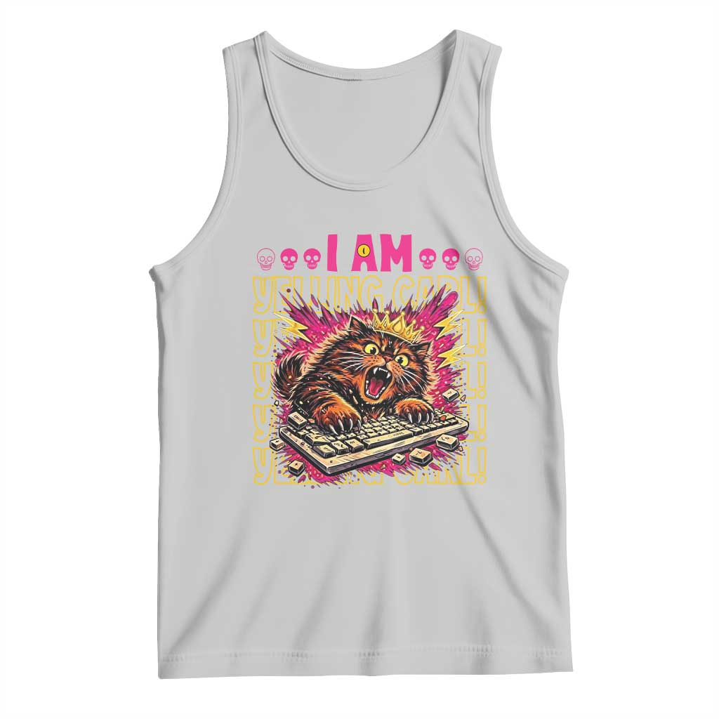 Funny I Am Yelling Carl Donut Cat Meme Tank Top
