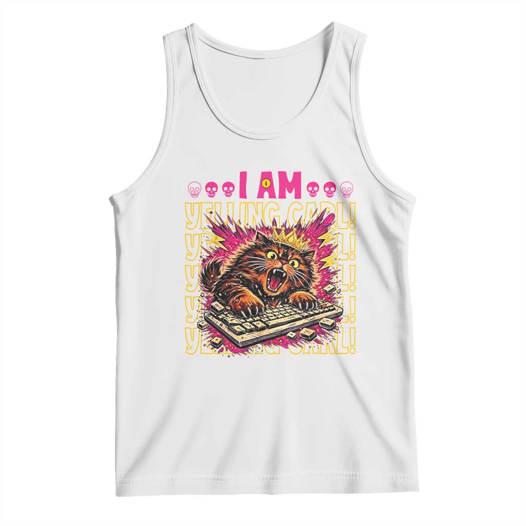 Funny I Am Yelling Carl Donut Cat Meme Tank Top