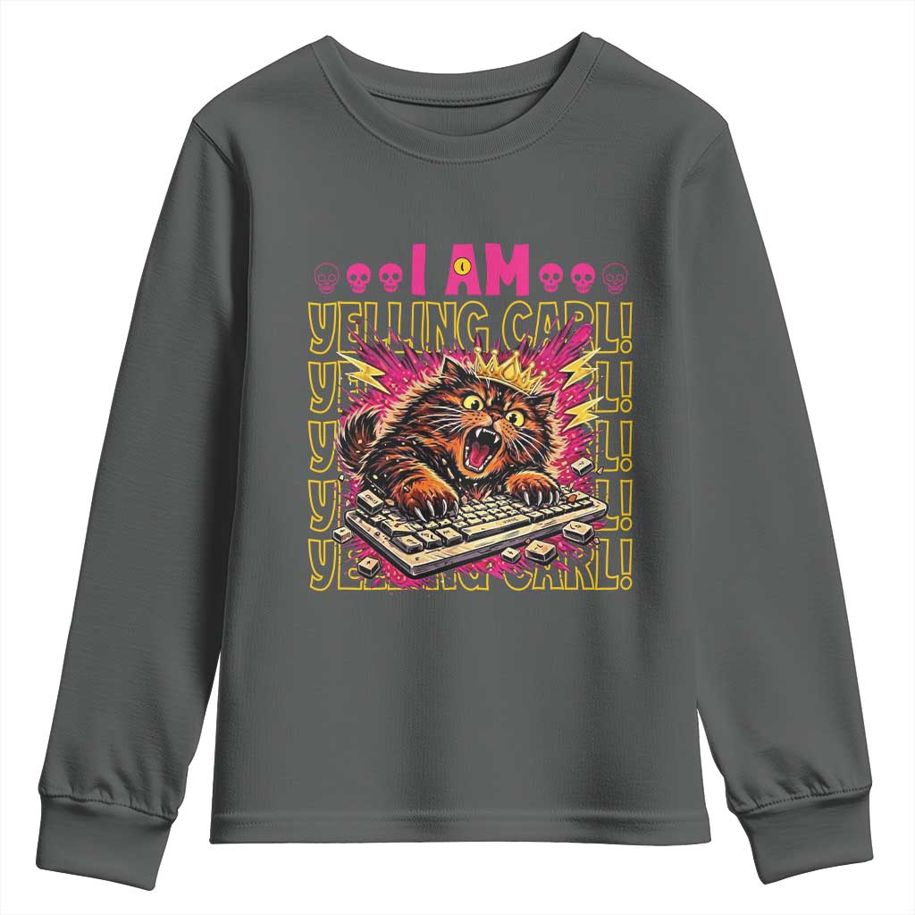 Funny I Am Yelling Carl Donut Cat Meme Youth Sweatshirt