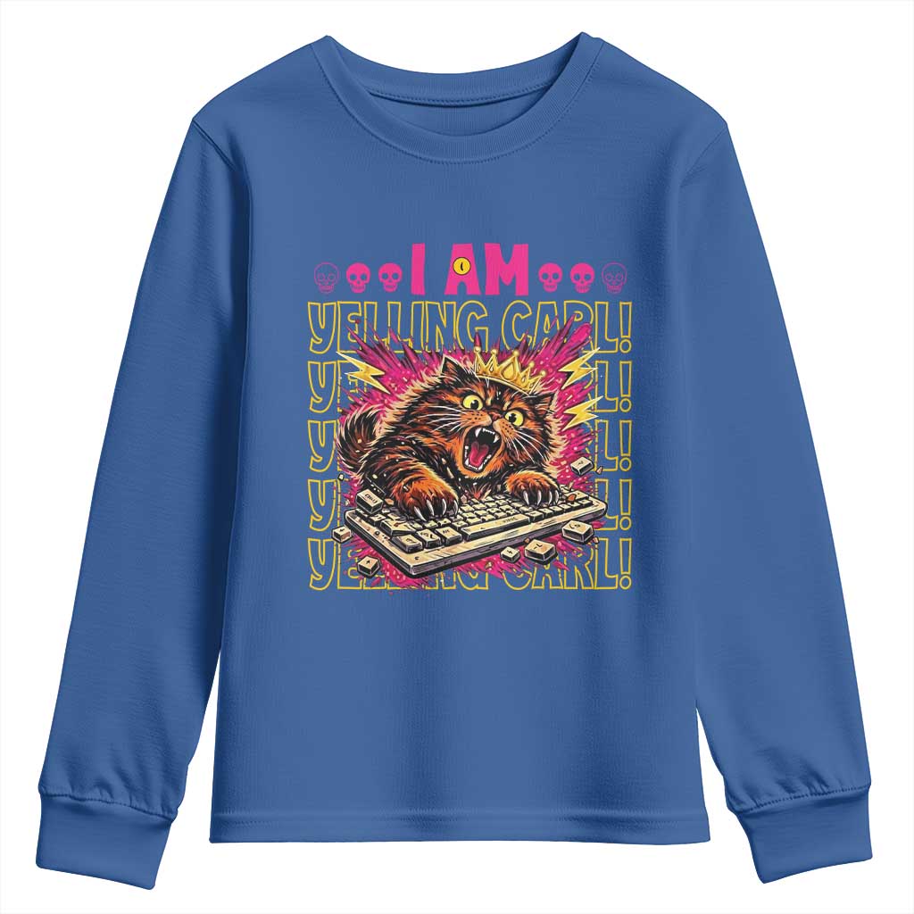 Funny I Am Yelling Carl Donut Cat Meme Youth Sweatshirt