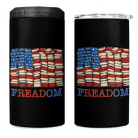 Freedom to Read Books Freadom 4 in 1 Can Cooler Tumbler USA Flag Patriotic Library Book Lover