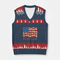 Freedom to Read Books Freadom V-Neck Knit Sweater Vest USA Flag Patriotic Library Book Lover