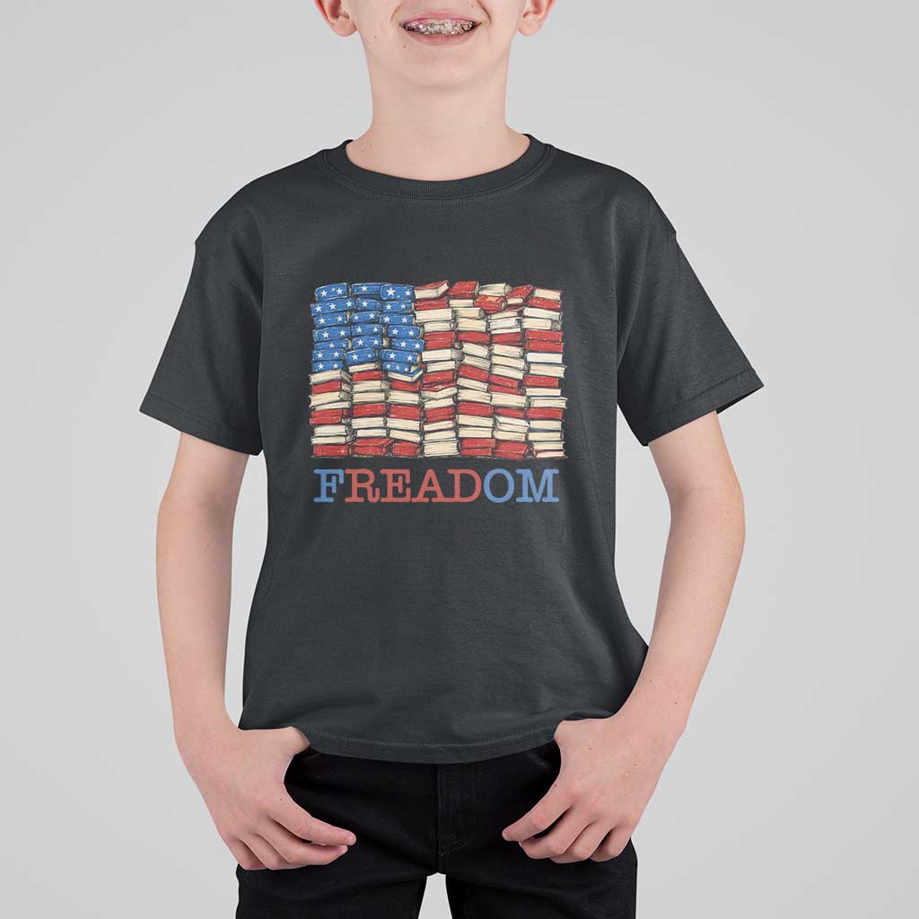 Freedom to Read Books Freadom T Shirt For Kid USA Flag Patriotic Library Book Lover