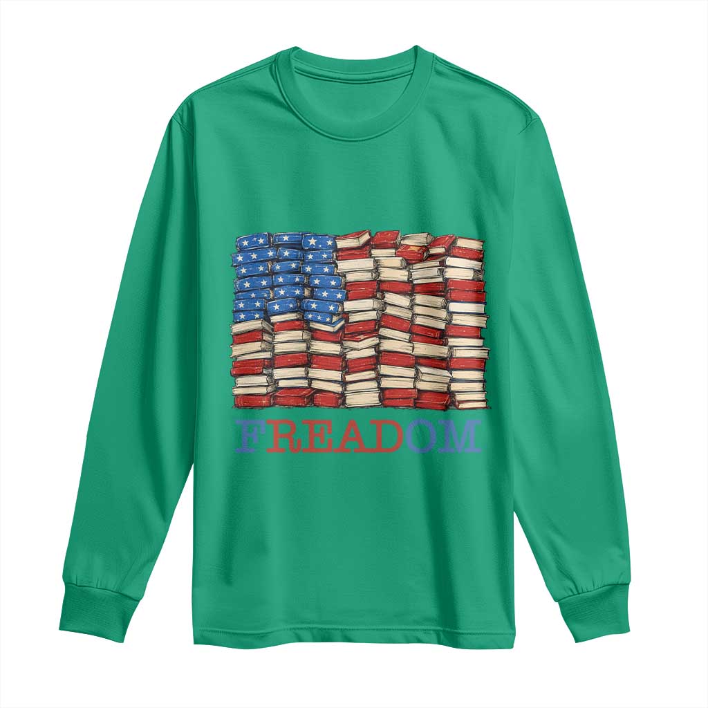 Freedom to Read Books Freadom Long Sleeve Shirt USA Flag Patriotic Library Book Lover