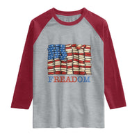 Freedom to Read Books Freadom Raglan Shirt USA Flag Patriotic Library Book Lover