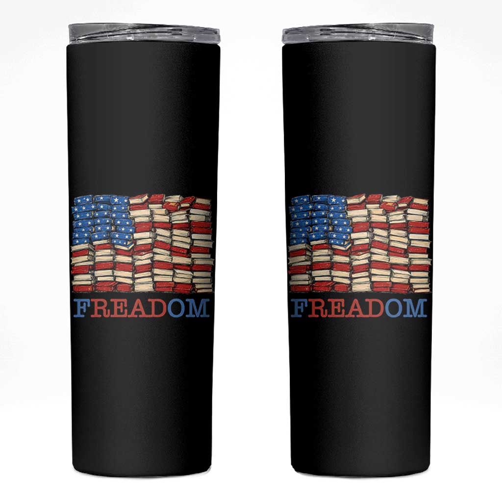 Freedom to Read Books Freadom Skinny Tumbler USA Flag Patriotic Library Book Lover