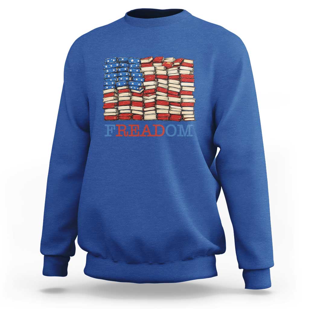 Freedom to Read Books Freadom Sweatshirt USA Flag Patriotic Library Book Lover