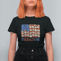 Freedom to Read Books Freadom T Shirt For Women USA Flag Patriotic Library Book Lover