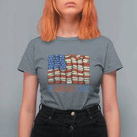 Freedom to Read Books Freadom T Shirt For Women USA Flag Patriotic Library Book Lover