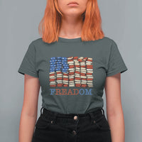 Freedom to Read Books Freadom T Shirt For Women USA Flag Patriotic Library Book Lover